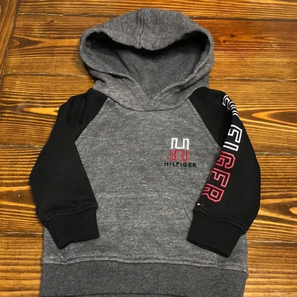 Tommy Hilfiger Infant 12m Gray and Black Hoodie